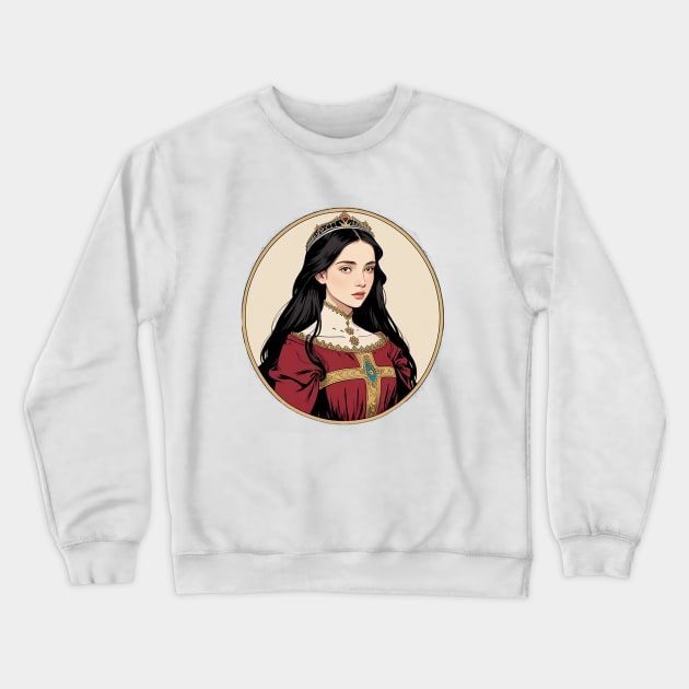 Young Princess in Red Wearing a Crown Crewneck Sweatshirt by CursedContent